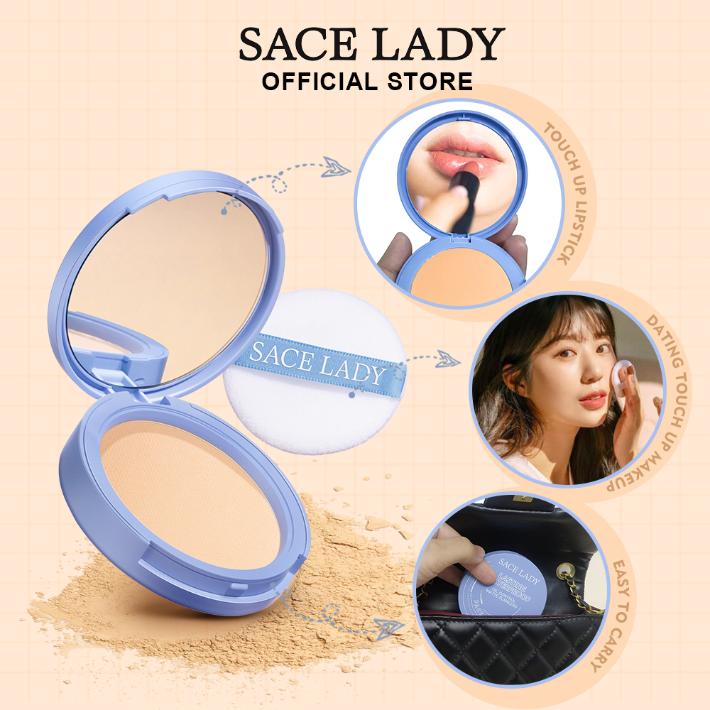 Discount on Sace Lady  shoes - SKU: Sace Lady 2pcs Pressed Powder Oil Control Makeup Matte Setting Powder Silky Smooth Make Up Natural F
