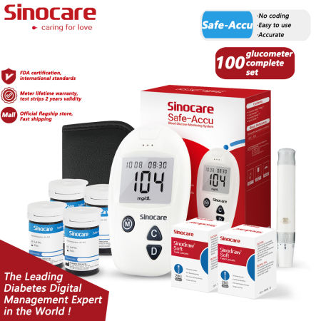 Sinocare Safe-Accu Glucometer Kit - Blood Sugar Test Monitoring Set