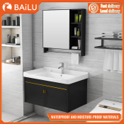 BAILU Black Bathroom Sink Cabinet Set with Mirror