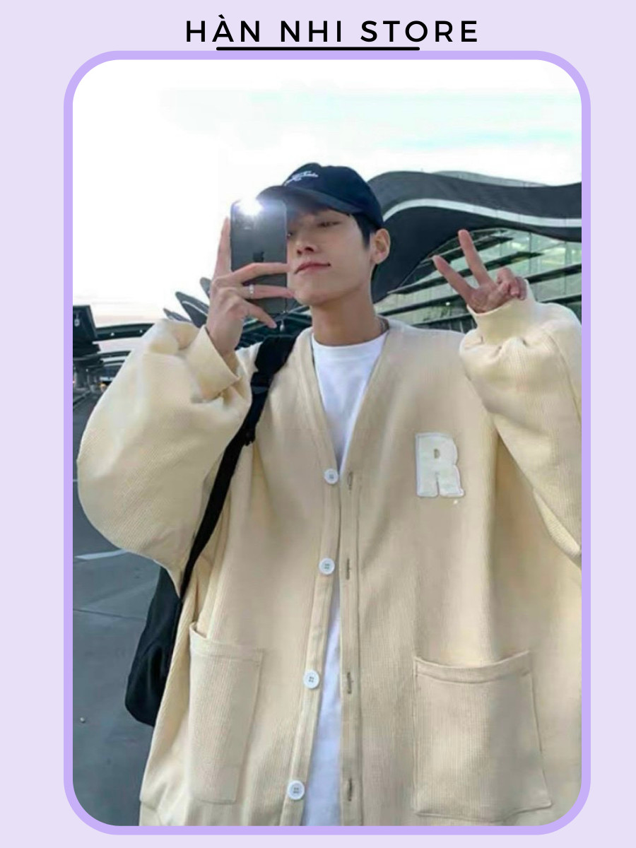 Áo Khoác Cardigan Nam Nữ HN3028 Kiểu Dáng Thêu Logo R Chất Liệu Nỉ FEAT