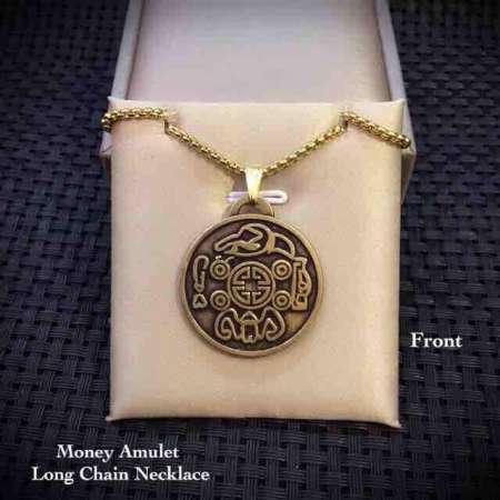 Money Amulet Long Chain Necklace
