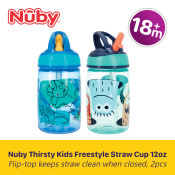 Nuby 18m+ Thisty Kids Flip-It Reflex Toddler Straw Cup 12oz