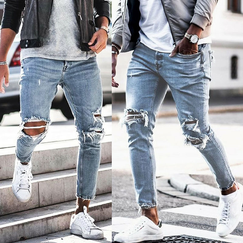 Hip Hop Ripped Jeans Distressed, Men's Streetwear Clothing