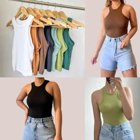 New Arrival Racerback Plain Knitted Halter top slim free size for women tops