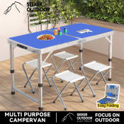 Height-Adjustable Folding Table and Chair Set - Outdoor Use