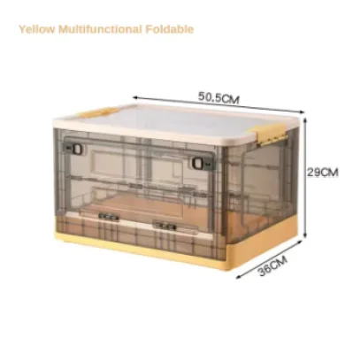 COD (50*36*29cm) Foldable Storage Box Transparent Toy Snack Plastic Storage Box Book Storage Box Foldable Storage With Roller (2)