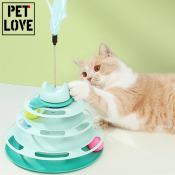 Interactive Cat Toy - Four-Tier Turntable Ball with Feather Windmill