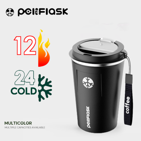 PELI FLASK Stainless Steel Insulated Coffee Mug with Rope