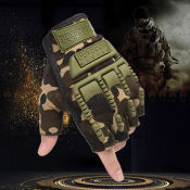 Army Green Half Finger Tactical Gloves by 
