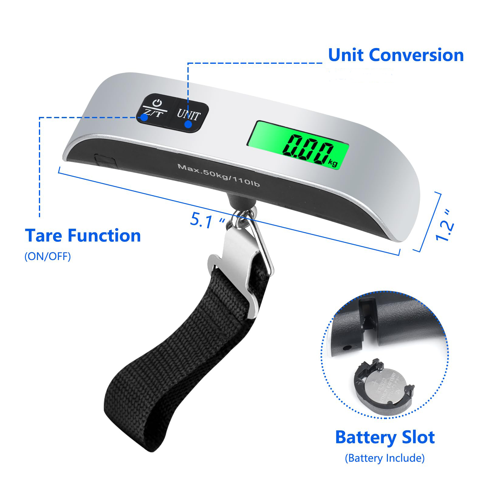 Digital Luggage Scale with Battery Portable Handheld Baggage