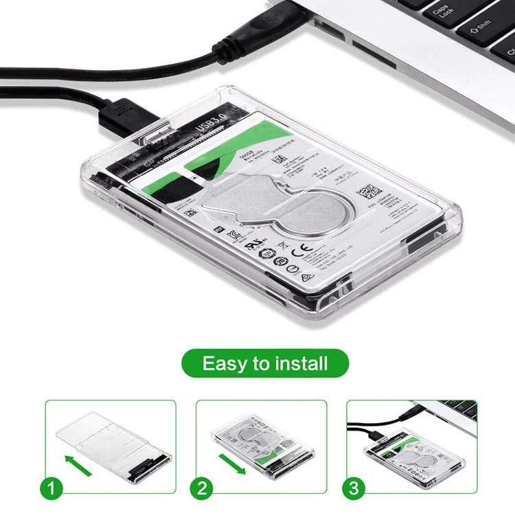 Transparent USB 3.0 HDD Enclosure for 2.5" SATA Drive