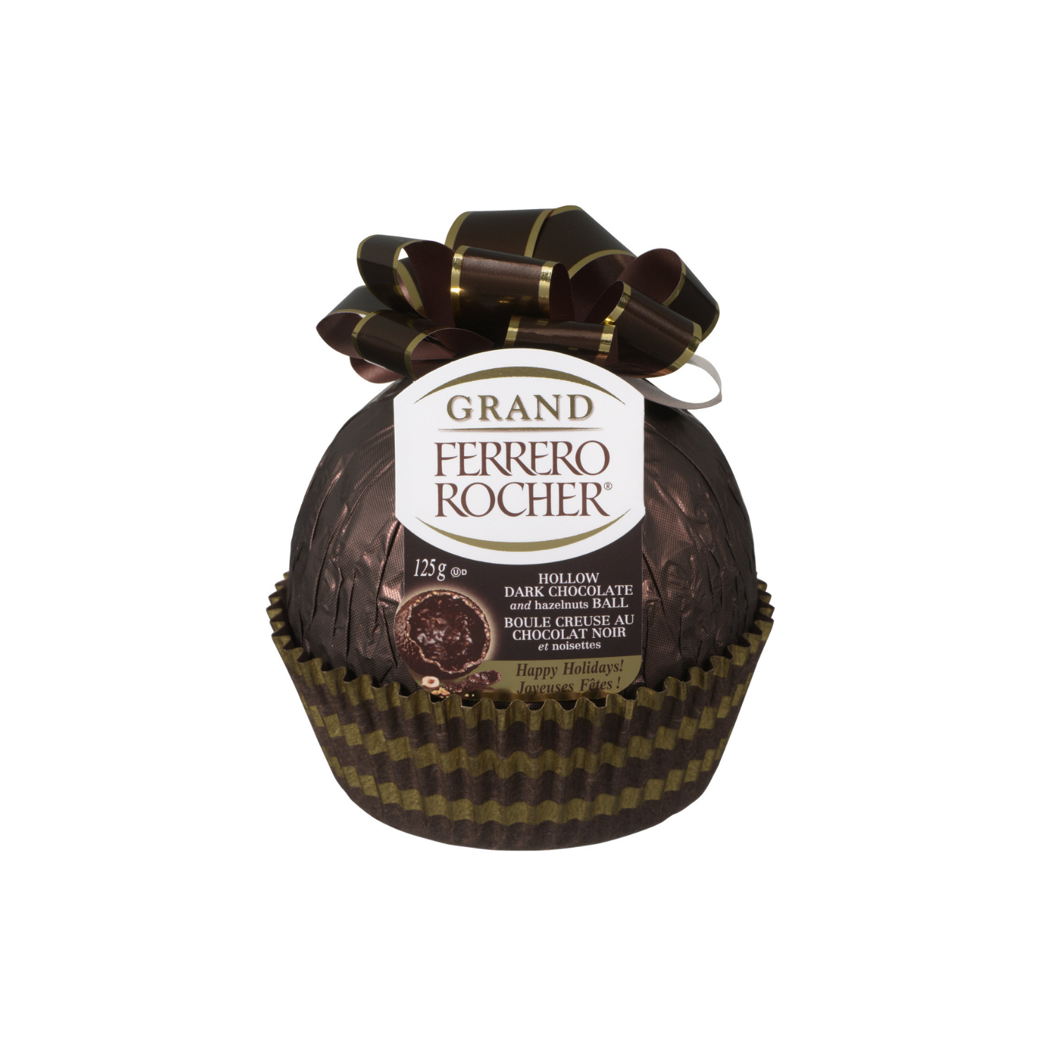 Grand Rocher boule creuse au chocolat noir et aux noisettes, 125 g
