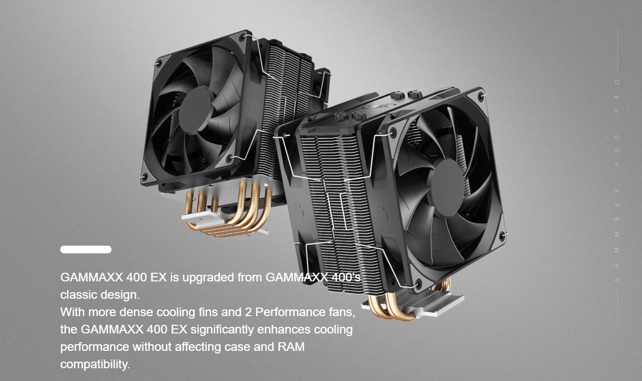 DeepCool Gammaxx 400 EX CPU Cooler **w/ LGA 1700 support** 2 TF120 High-performance PWM fans in Push/Pull Configuration | AMD AM4/AM3+/AM3/AM2+/AM2/FM2+/FM2/FM1 | Intel LGA1200/1151/1150/1155/1366 | 400EX - DP-MCH4-GMX400EX