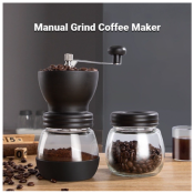 Ceramic Burr Coffee Grinder with Glass Jars and Steel Handle