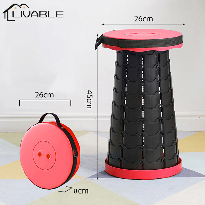 LIVABLE Outdoor Foldable Telescoping Stool Portable Collapsible Chair Lightweight Simple Camping Stool Height Adjustable - Image 3