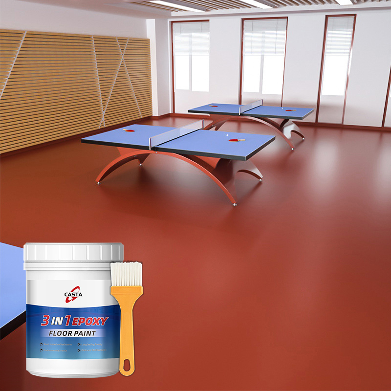 👉1KG👉3 In 1 Water-Based Epoxy Floor Paint, Wear-Resistant Waterproof Floor Paint, Warehouse Workshop Garage Cement Floor Paint, Home Use Resin Paint - Image 4