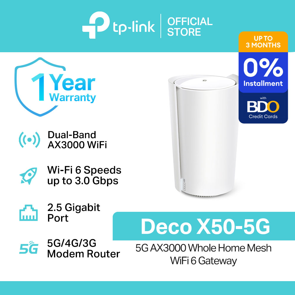 TP-Link Official Store / Deco X50-5G (1-Pack) 5G AX3000 / 2.4GHz and 5GHz Dual-Band Whole Home Mesh Smart Access Point WiFi 6 Router
