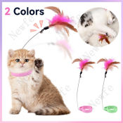 Newfe Cat Teaser Stick Collar Feather Toy Bell Interactive