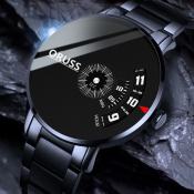 Luminous Swiss Quartz Black Leather Watch for Men