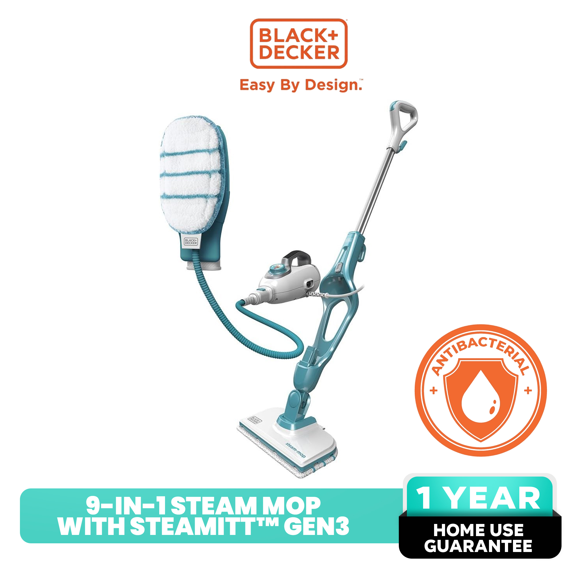 BLACK+DECKER™ 9-in-1 Steam Mop with SteaMitt™ Gen3 1300W (FSMH1351SM-QS) [1 Year Warranty]