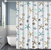 GLM RANDOM PEVA Shower Curtain with Hooks