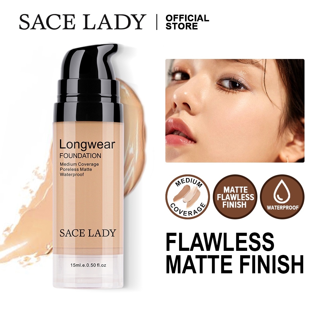 SACE LADY Liquid Foundation Matte Poreless Finish Waterproof Ultra-HD Medium  Coverage Face Makeup