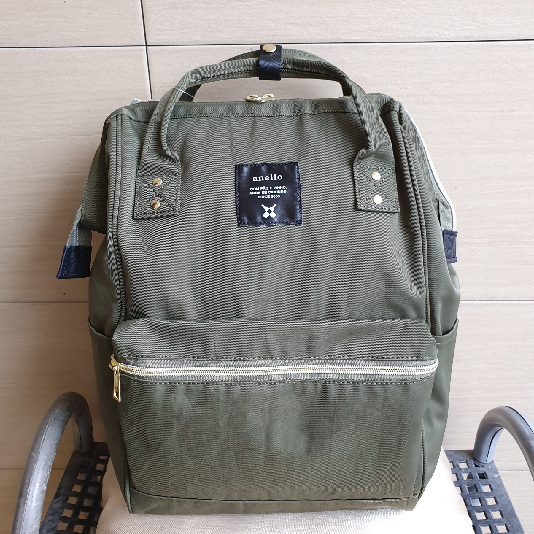 Original A.N.E.L.L.O Japan Polyster Canvas Army Green Backpack