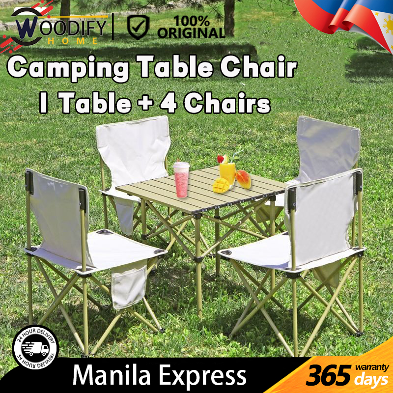 Woodify 5-Piece Portable Folding Table and Chair Set