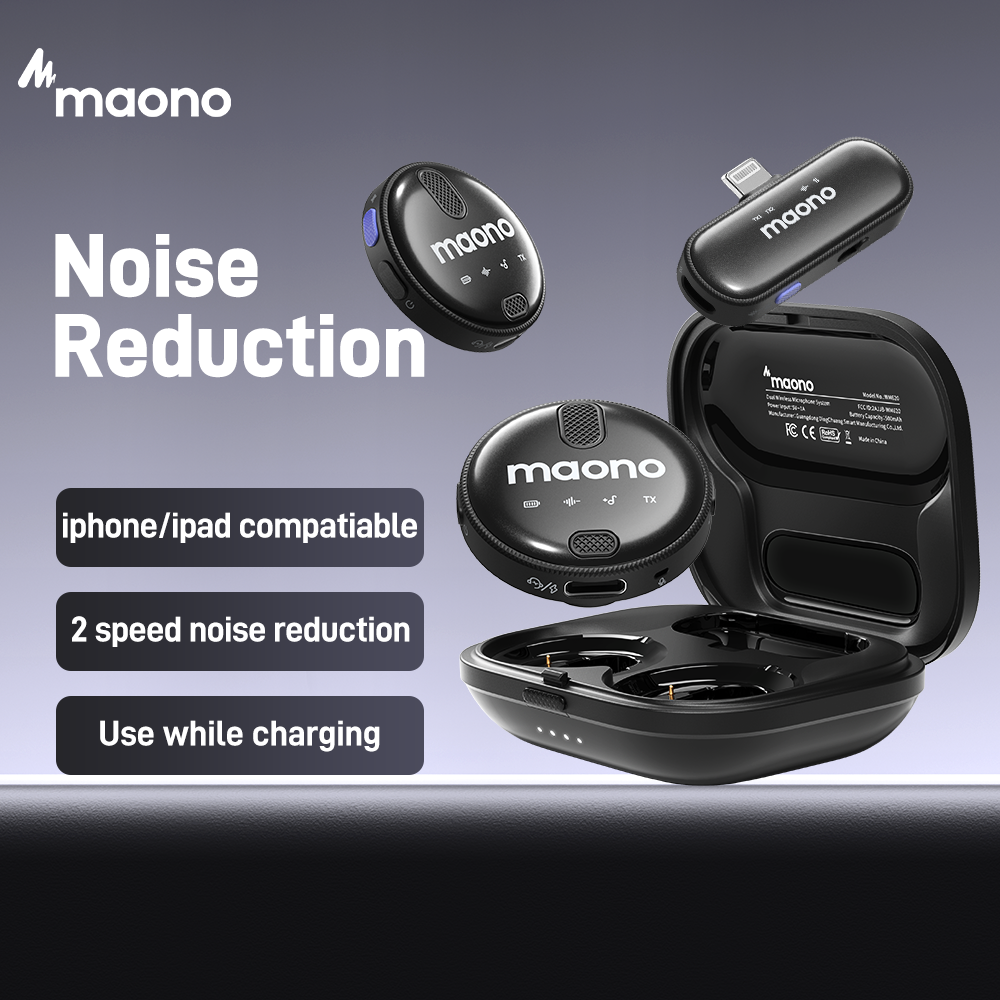MAONO WM620 PB2การเชื่อมต่อฟ้าผ่า ไมโครโฟนไร้สายลาวาเลียร์2.4GHz ไมโครโฟนบันทึกเสียงตัดเสียงรบกวนสำหรับ TikTok Youtube Vlog สตรีมสดและสัมภาษณ์ สำหรับ Iphone Ipad ราคา 1,390 บาท*ส่งฟรี