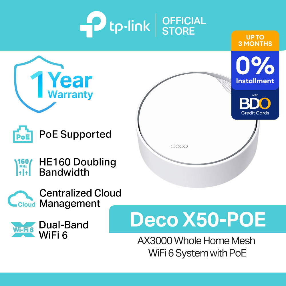 TP-Link Official Store / Deco X50-POE AX3000 / Indoor 2.4GHz and 5GHz Dual Band Whole Home Mesh Smart Access Point WiFi 6 Router
