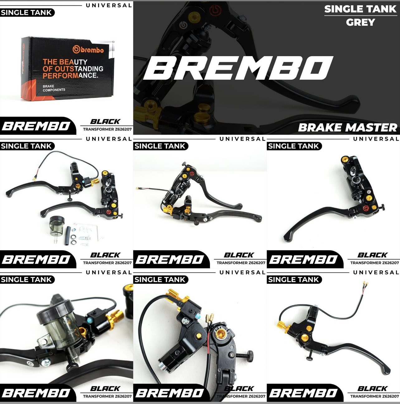 SINGLE TANK TRANSFORMER CLUTCH LEVER BRAKE MASTER SET UNIVERSAL