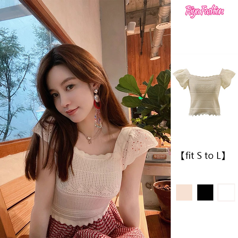 STOCK+COD】Riya Fashion korean style cute checked semi crop top tank  camisole cotton linen sleeveless babydoll top blouse blouse korean top loose  fit 5386