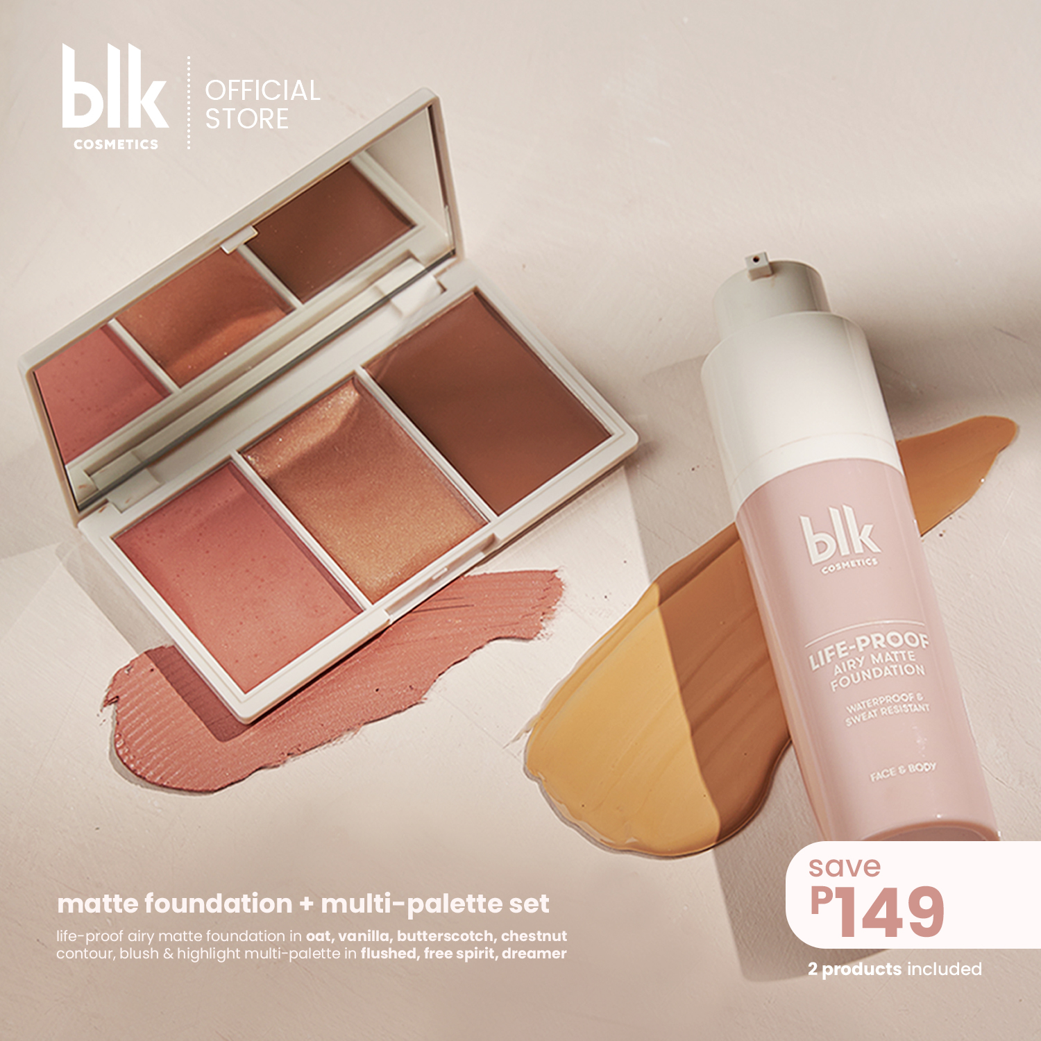 Discount on Blk Cosmetics  shoes - SKU: Blk Cosmetics Daydream Matte Foundation + Multi Palette Set - Gift Set - Gift Set