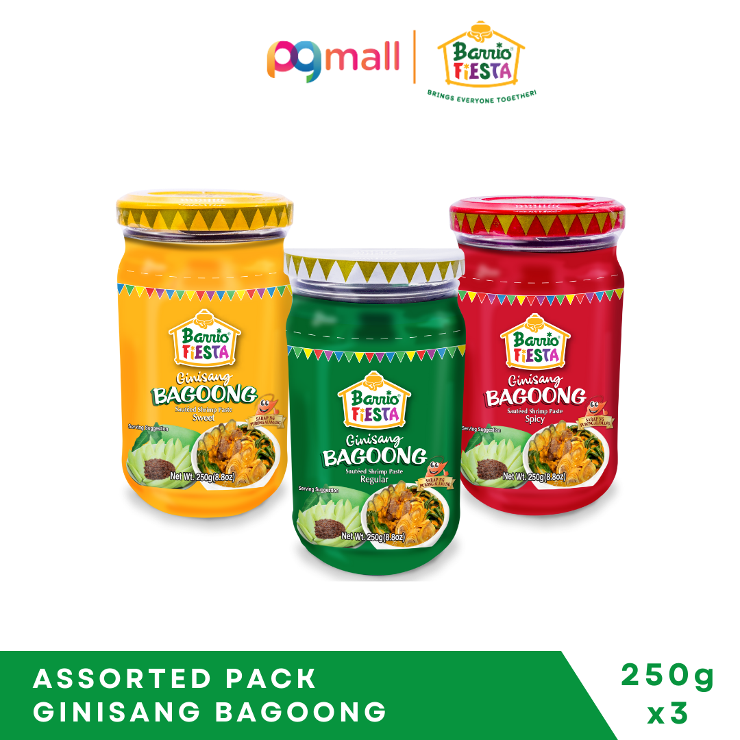 BARRIO FIESTA BAGOONG 250G X 3 ASSORTED PACK: REGULAR + SPICY +