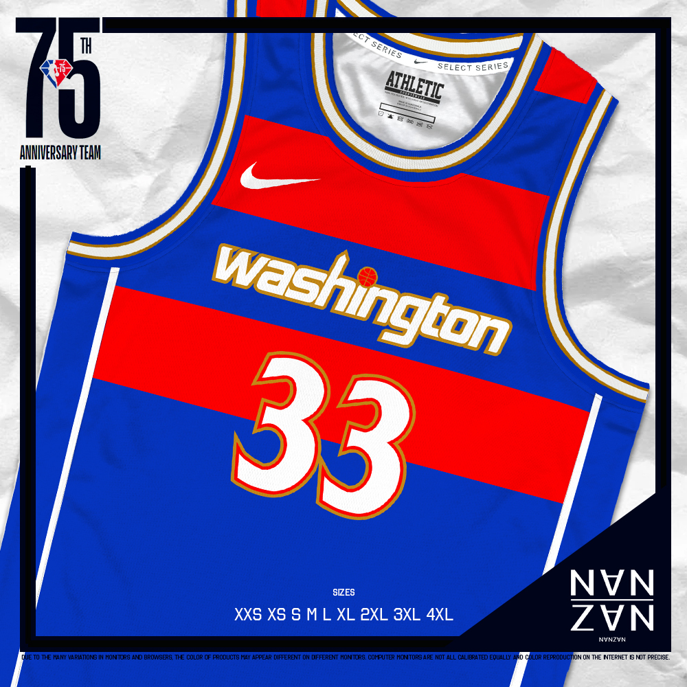 Washington Wizards #33 Kyle Kuzma 75th Anniversary City Blue