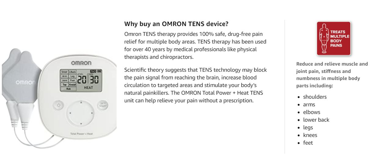 Omron Total Power and Heat TENS Unit for Chronic, Acute, Arthritic Pain  Relief on eBid United States