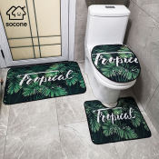 Socone 3-Piece Bathmat Set: Toilet Cover & U-Type Mat