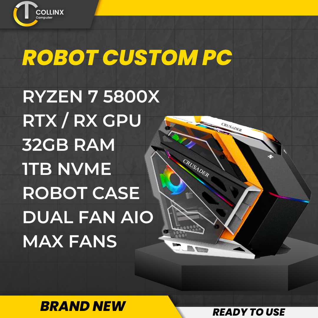 ROBOT GAMING PC BUILD CYBORG RYZEN 5800X DESKTOP 32GB RAM