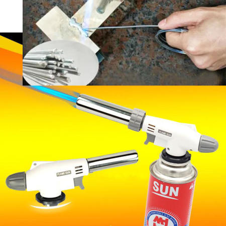 with free aluminum welding rod Copper Multi Functional Flame Gun Torch Auto Ignition Camping Welding Flame Thrower