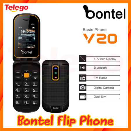 Bontel V20 Flip Mobile Phone with MP3 and Dual Sim
