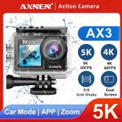 AXNEN 5K Action Camera with Dual Screen and EIS