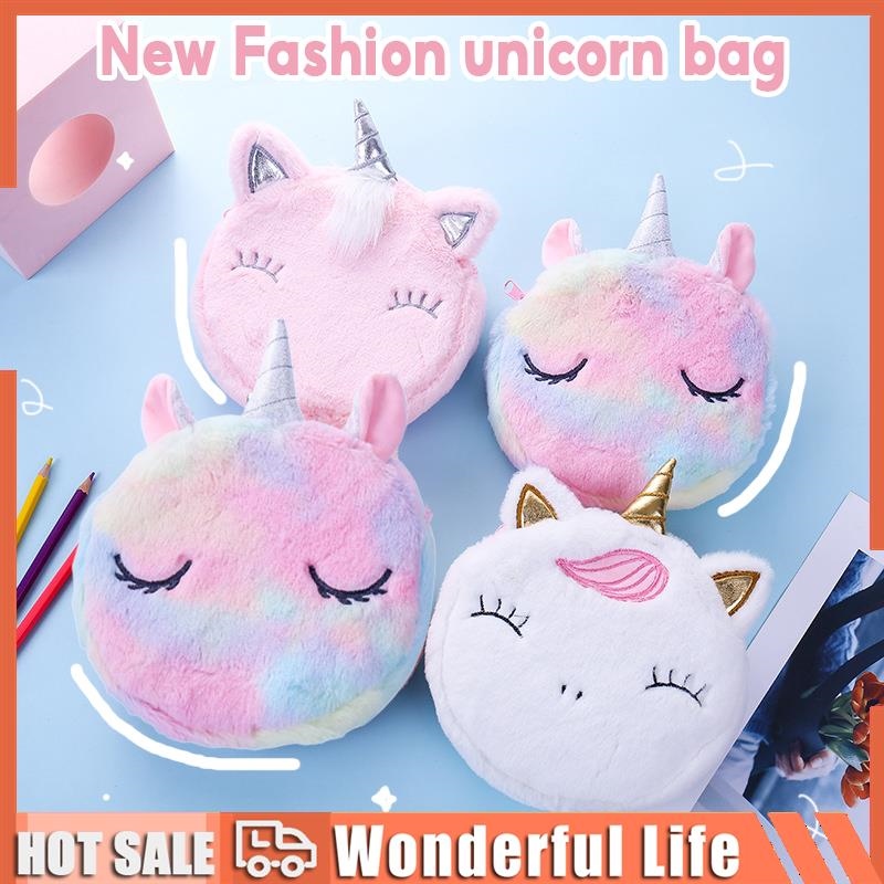 Tahera Unicorn Soft Fur Bag Purse for Kids Girls. Stylish  Sling CrossSide Bag. Shoulder Bag - Shoulder Bag