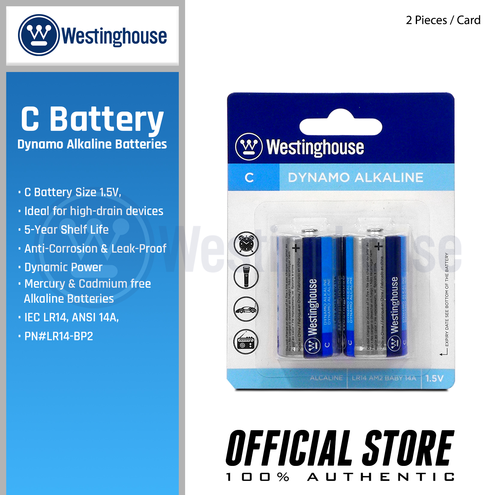 Westinghouse Battery Dynamo Alkaline Lr20 Size D, Alkaline Battery