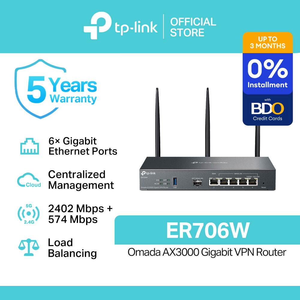 TP-Link Official Store / ER706W Omada AX3000 / 2.4 GHz and 5 GHz Dual Band WiFi 6 Gigabit VPN Gateway Ethernet Router