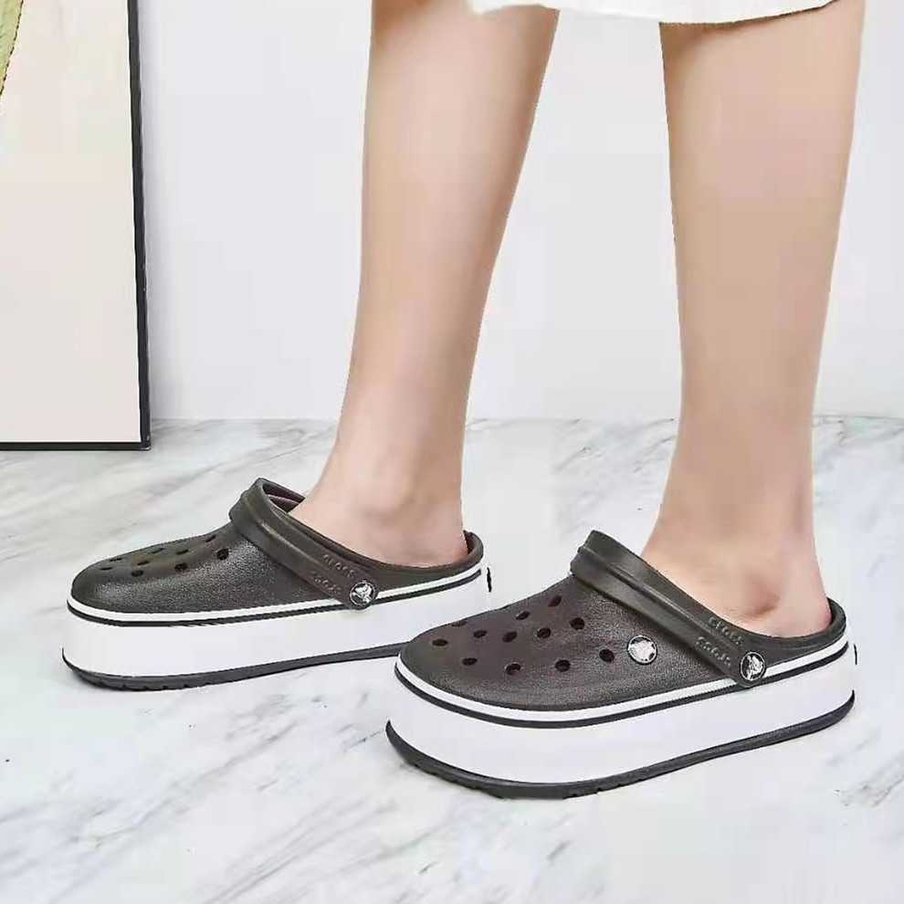 New Crocs Classic Platform clogs sandals for women korean fashion beach  slippers Thick bottom hole shoes | Lazada PH