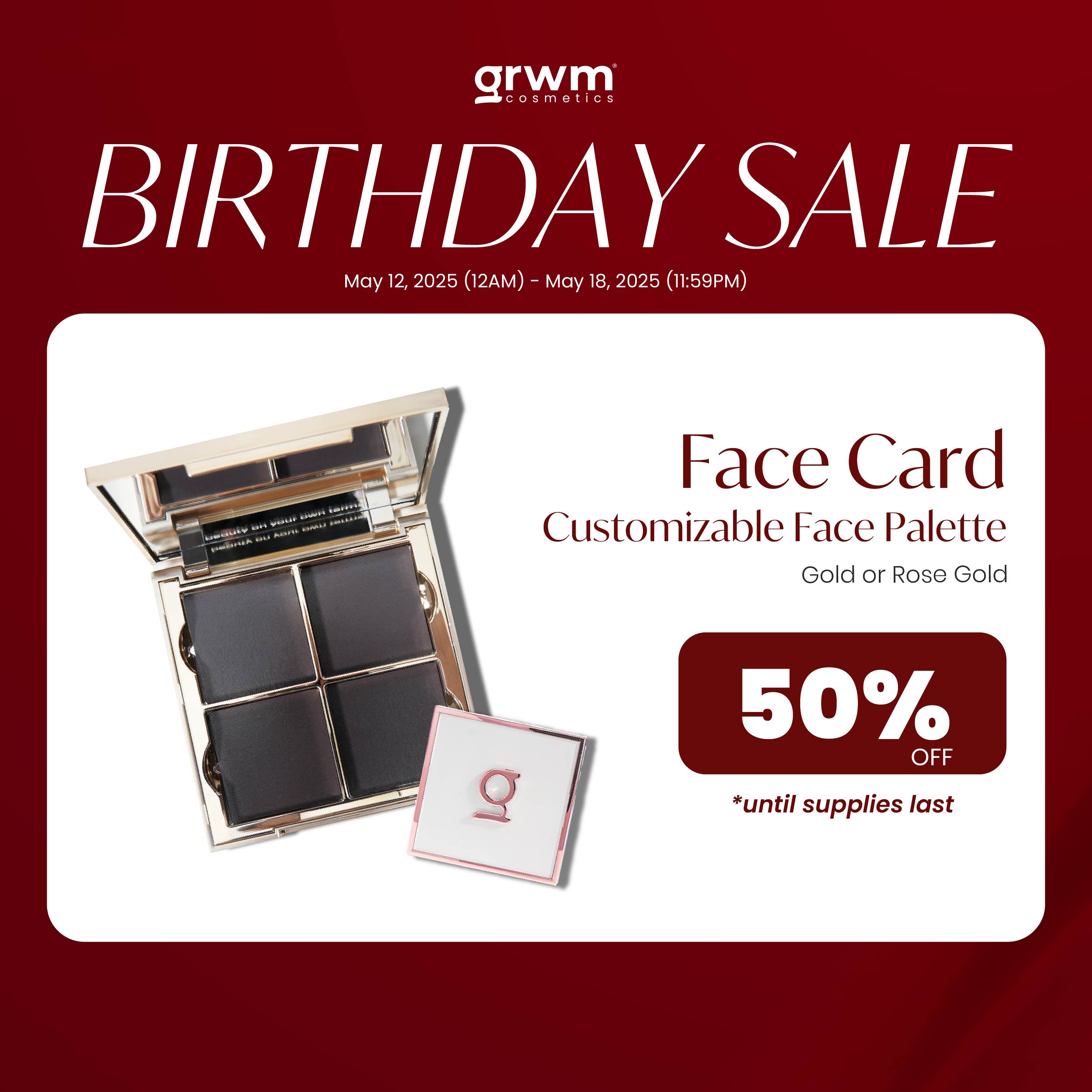 Discount on GRWM Cosmetics  shoes - SKU: GRWM Cosmetics Face Card Customizable Palette Case