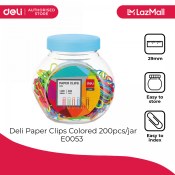 Deli Paper Clips Colored E0053 200pcs/Jar