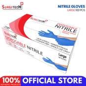 Surgitech Nitrile Examination Gloves Large Box of 100