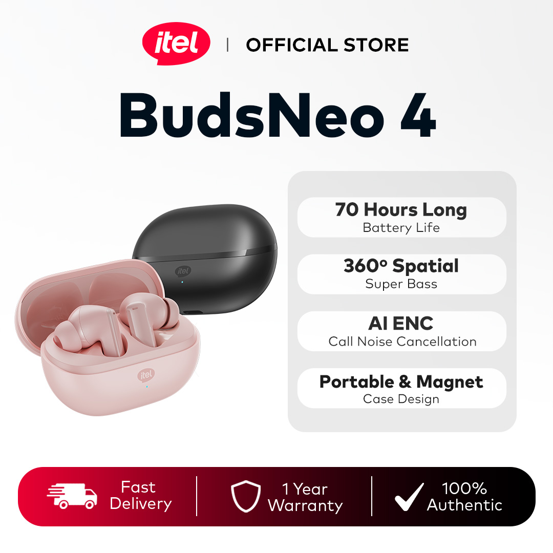 [New] itel BudsNeo 4 Wireless Bluetooth Earphone / 70h Battery Life / Spatial Super Bass / AI Call Noise