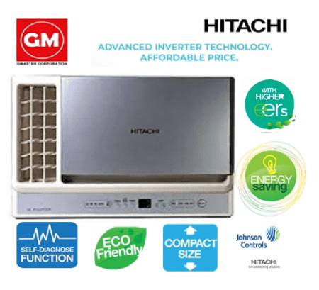 Hitachi 1.0HP Inverter Window Aircon with Wireless Remote Control